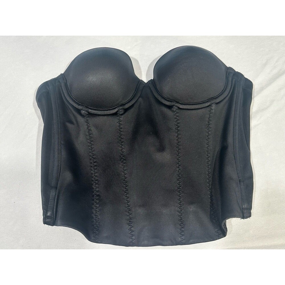 Victoria's Secret Back Off Baby Bustier Bra 34B Black Strapless Low Back